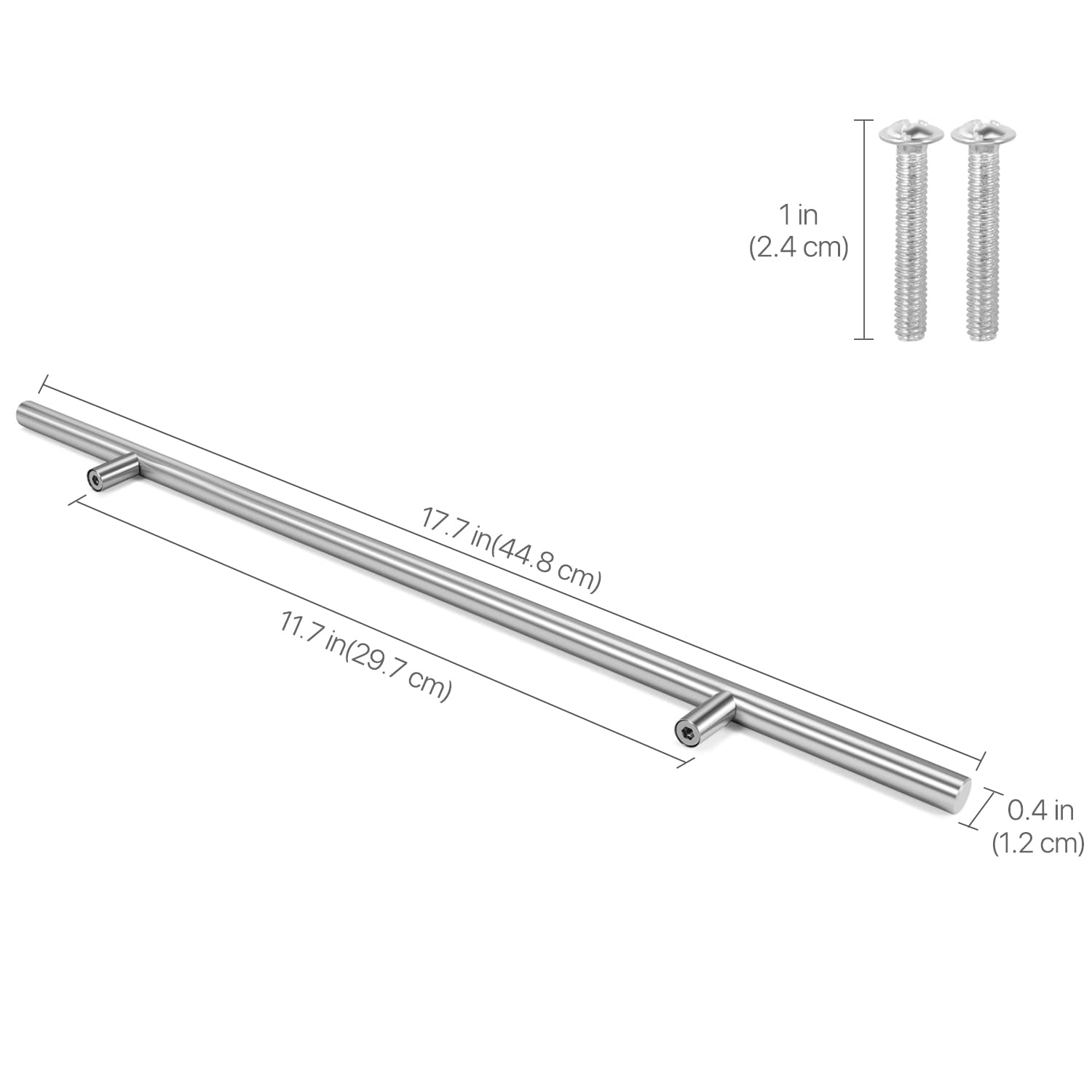 flexzion T Bar Mango Pull pomos 18 "Hardware de acero inoxidable puerta de la cocina armario cajón muebles aparato Euro estilo con tornillos de montaje