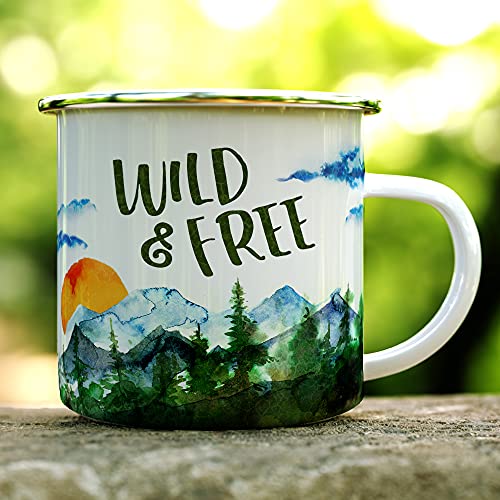 Taza de camping esmaltada Loftipop Wild and Free 12oz miniatura 2