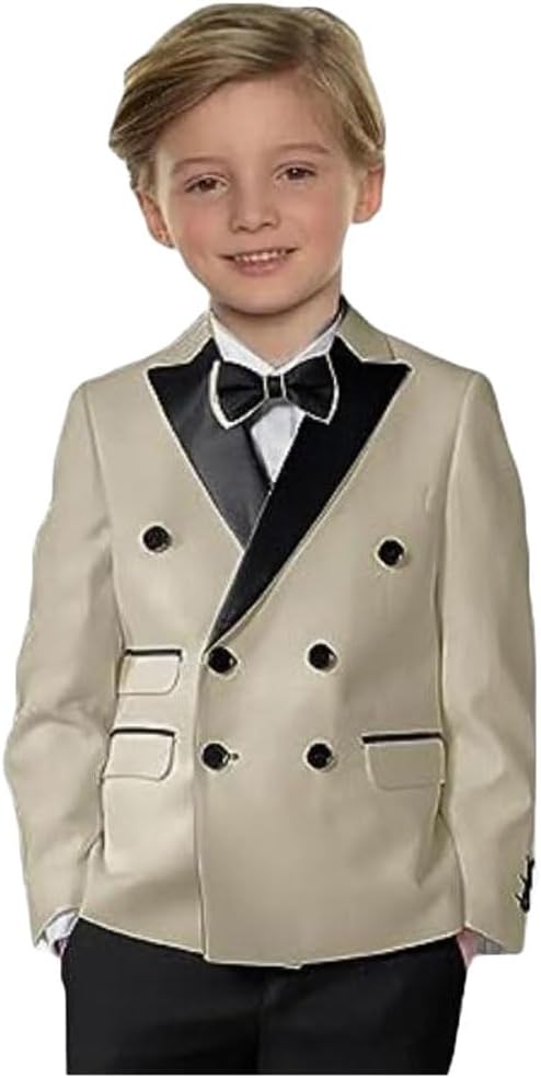 Mi Bo Tong 2 PC Double Breasted Boys Tuxedos Suit Notch Lapel Boys Formal Suit Jacket Pants Kids Wedding Party Suit