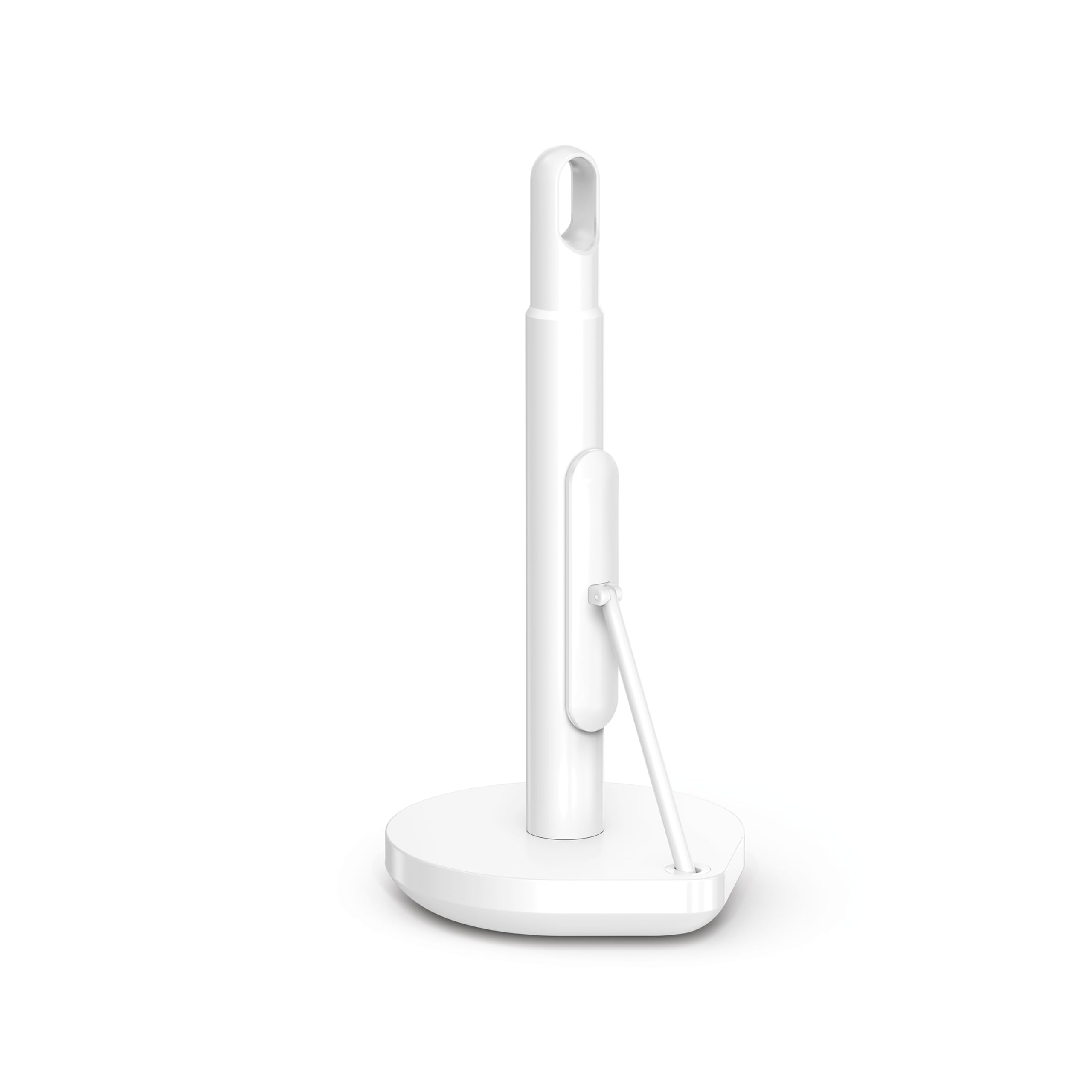 simplehuman Tension Arm Standing Paper Towel Holder, Heavy-Duty, Easy One-Handed Tear, Countertop Kitchen Paper Towel Dispenser, White Stainless Steel