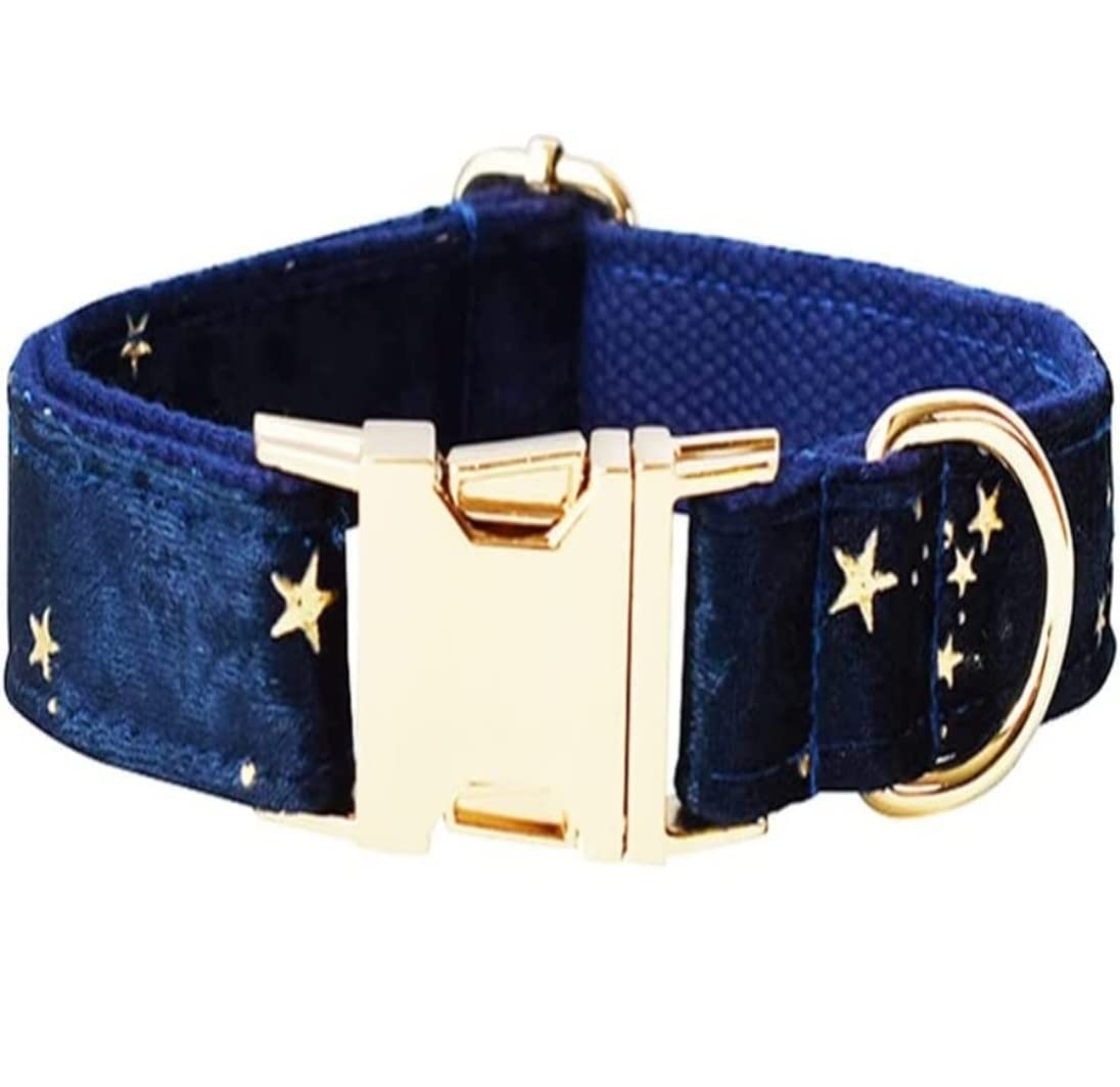 Smycze Dla Zwierząt Domowych Regulowana Obroża Dla Psa I Zestaw Smyczy Gold Glitter Stars Custom ID Obroża Dla Zwierząt Domowych Z Muszką Artykuły Dla Zwierząt(20-29cm)