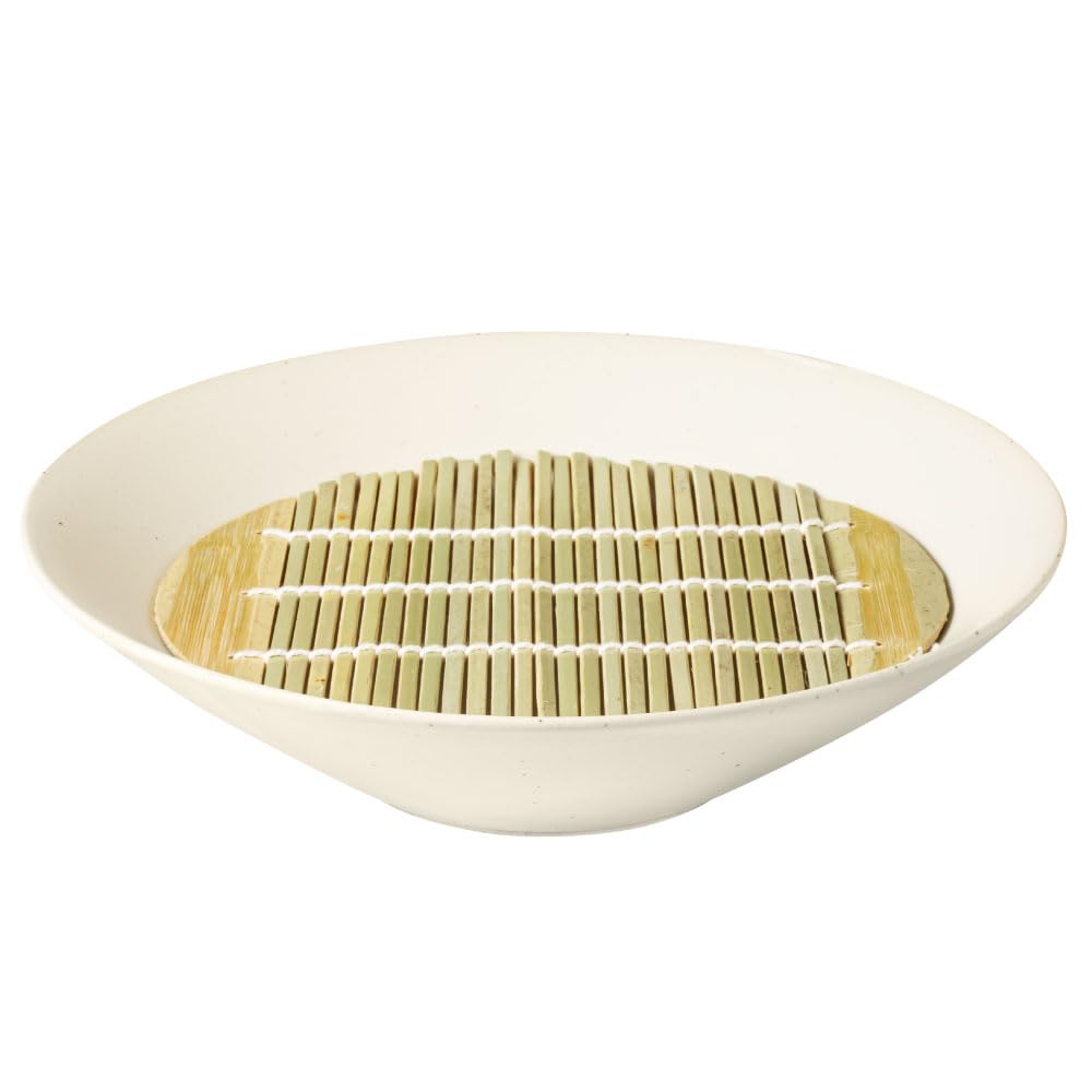 Hasami Ware Soba Plate Bamboo Strainer White 8.3in Deep Dish Japan