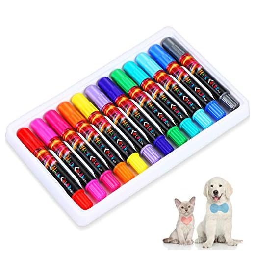 WILLBOND Pet Hair Dye 12 Colors for Dog Cat Temporary Washable Pet Fur Coloring Bright Color Pet Hair Chalk Painting Pens Non-Toxic for Creative Grooming