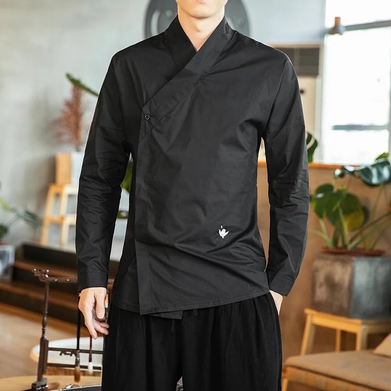 Traditional Chinese Style Kimono Shirt Long Sleeve Japanese Streetwear Vintage Shirts Chinese Clothing4