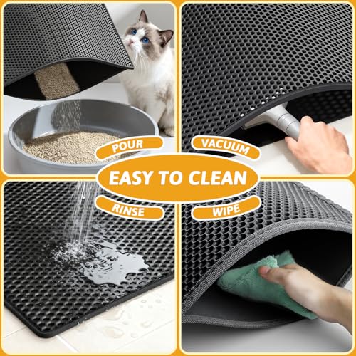 image for Pieviev Cat Litter Mat Double Layer Waterproof Urine Proof Trapping Ma