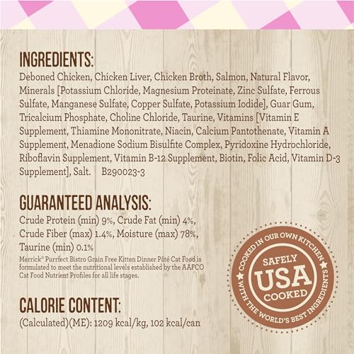 Merrick Purrfect Bistro Grain Free Premium Soft Canned Pate Chicken Wet Cat Food, Kitten Dinner Recipe - (Pack of 24) 3 oz. Cans - Thumbnail 6