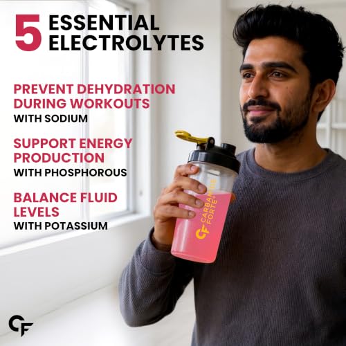 Image of Carbamide Forte Electrolyte Supplement with Zero Added Sugar | Electrolyte Hydration Tablets for Sustained Energy with 5 Essential Electrolytes No Sugar, Low Calorie Hydration | Added L-Glutamine & Taurine, Vitamin C & B-Complex | Mixed Berry Flavour | 20 Effervescent Tablets