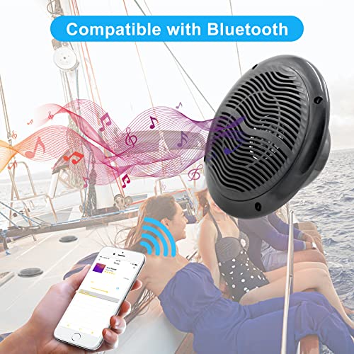Studiofinix 6.5 Inches 2-Way Waterproof Marine Speakers Compatible With Bluetooth Wired, Max Power 240 Watts Stereo With Flush Mount, Perfect For Boat Atv Utv Golf Cart Rv Hot Tub Bathroom,2 Pairs #TOP1