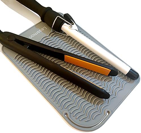 Lessmon Large Heat Resistant Mat for Hair Styling Tools, 11 x 7.5 in, Grey