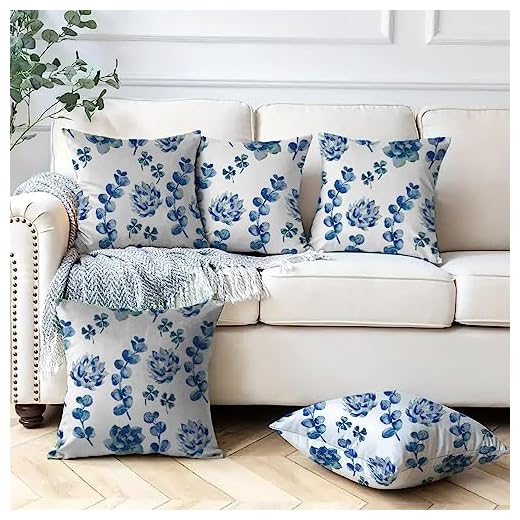 SPACES DRAPE STORY Decorative Floral Designed Cushion Covers Soft Velvet Fabric, 16 X 16 Inches, Set Of 5, Blue, 200 Tc