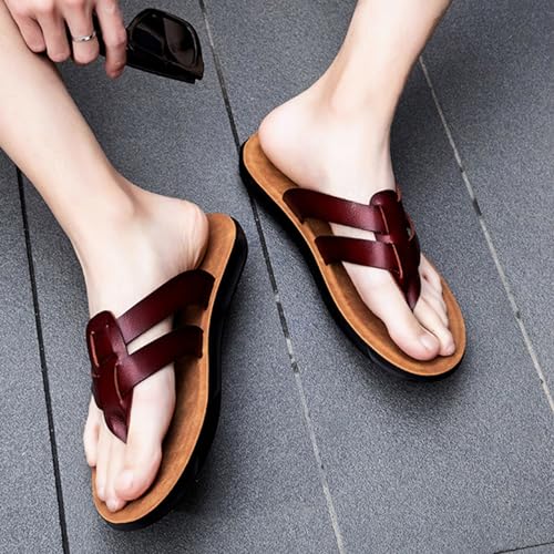 Men's Leather Flip Flops Flat Sandals Non-Slip Summer Indoor Outdoor Casual Footwear2