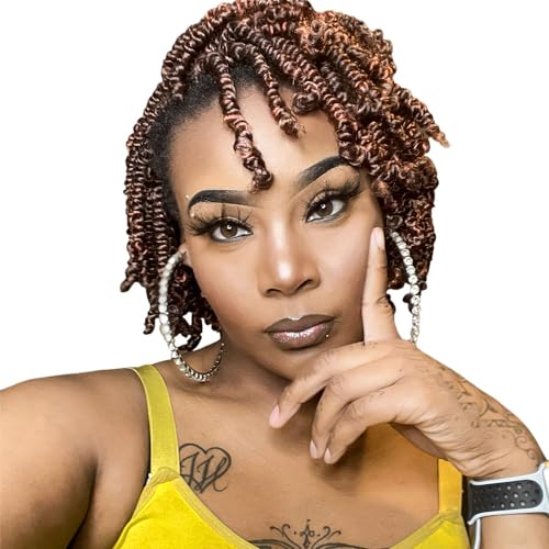 Pre-Twisted Short Bob Spring Twist Crochet Hair for Black Women 6 Inch, T30