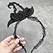Woent Halloween Spider Web Headband Necklace Set Vampire Bat Hair Bands Ghost Festival Party Hair Hoop Hair Accessories for Women (Black F)