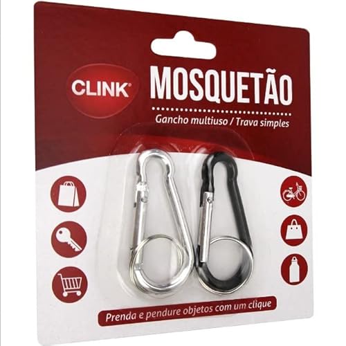 Kit Com 2 Mosquetões Em Aluminio Alta Resistência Até 1 KG