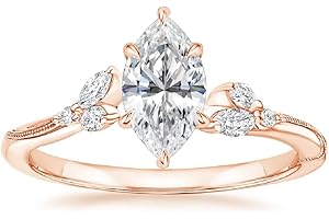 18K Rose Gold Marquise Cut Moissanite Engagement Ring