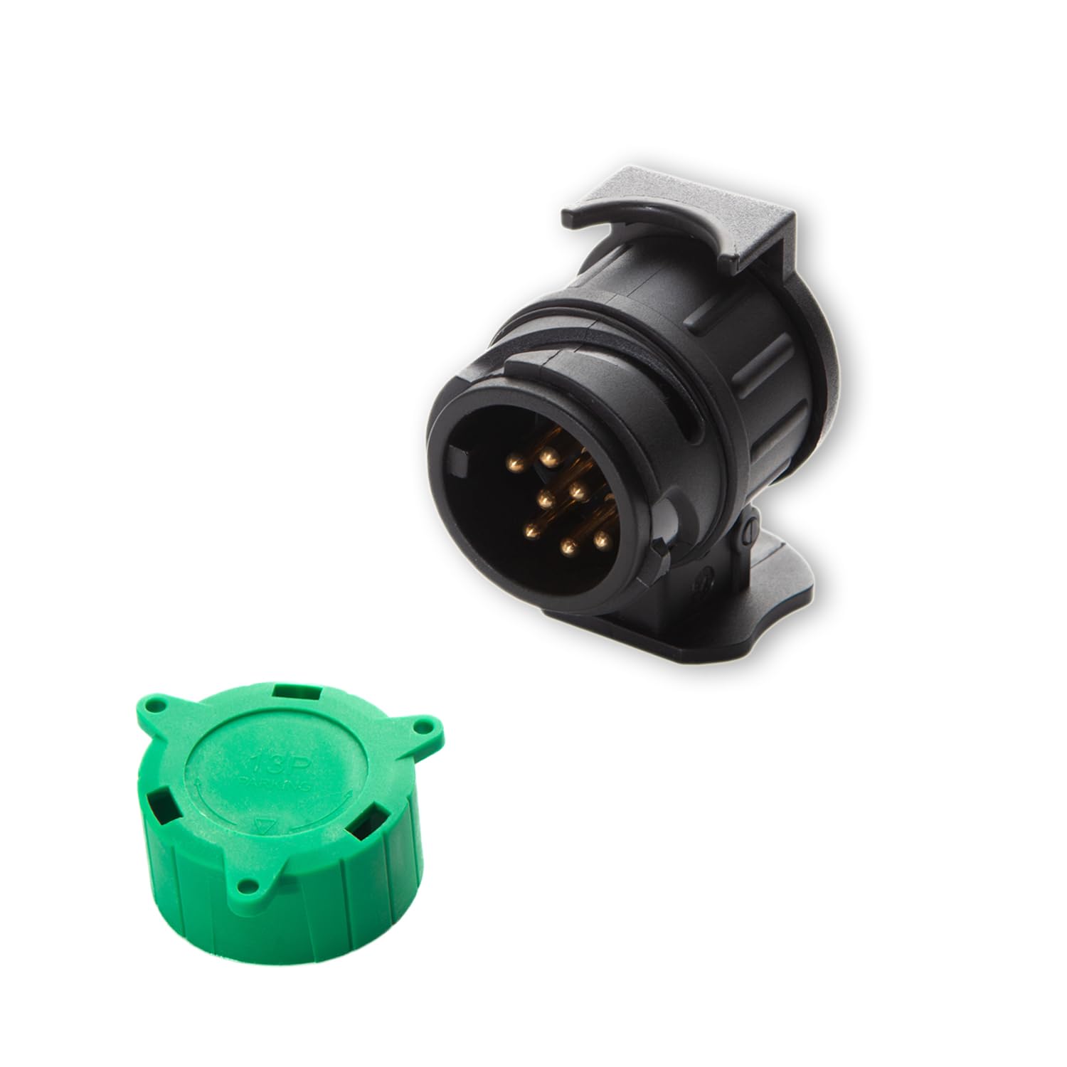 Adaptador de Remolque de 7 a 13 Pines y Adaptador de Remolque de 13 a 7 Pines - 12V - ISO 1724 e ISO 11446 - para Caravana Remolque Automóvil - Cubierta De Goma + Tapa Verde — view 7