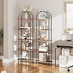 HOOBRO 5 Tier Open Bookshelf, Industrial Arched Bookcase Display Shelf Racks, Wooden Bookcase Storage Shelves Metal Frame, Tall Storage Organizer for Home, Easy Assembly, Rustic Brown BF176SJ01 - Image 2