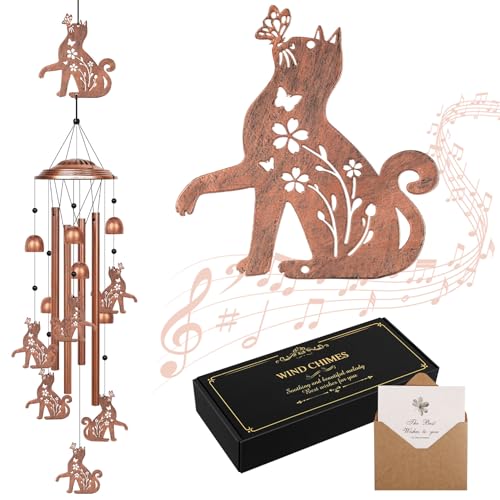YHmall Wind Chimes for Outside 35 Cat Gifts for Women Mom Wife Metal Memorial Windchimes Outdoors Patio Porch Yard Lawn Garden Decor