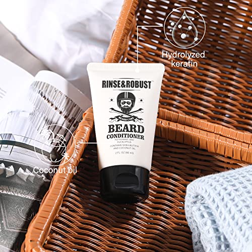 Rinse & Robust 8Pcs Beard Growth Kit For Men Beard Care Set With Traveling Bag Beard Grooming Wash & Beard Conditioner Kit Valentines Gift For Men Beard Trimmer, Brush,Comb, Traveling Bag #TOP4
