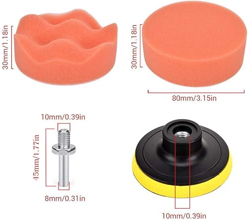 Miniatura 2 de Yesallwas, kit de 11 almohadillas de espuma para pulir de 3 pulgadas, kit de almohadillas de esponja para pulir, pulir, encerar (8 almohadillas de