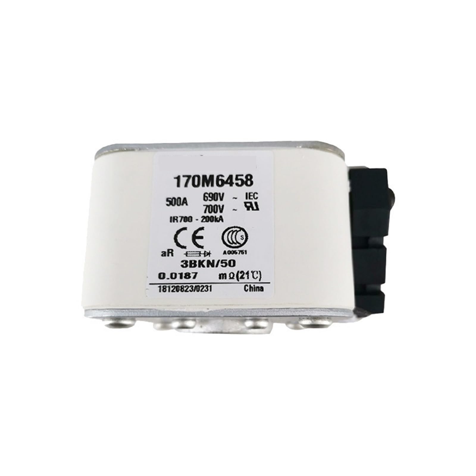 Fusible rápido 170M6458 de bajo voltaje y cuerpo cuadrado de 500A
