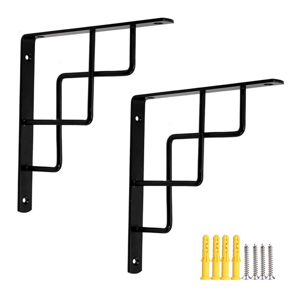 Buy SUZATA 2X Iron Art Triangle Shelving Brackets, Industrial Shelf