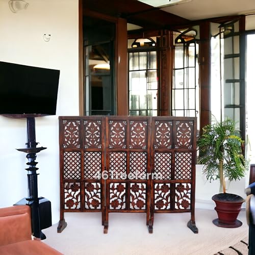 Image of Wooden Room Partition /Screen /Room Divider /Room Separator for Livng Room Bedroom Home Office Restarurant Hallway 20Inches Wide (3 Panel 4 Feet with Stands)