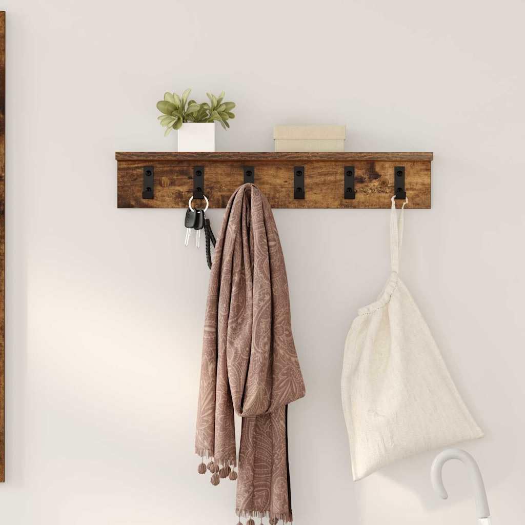 Porte-Manteau Mural avec étagère en bois d'ingénierie pour rangement de salon