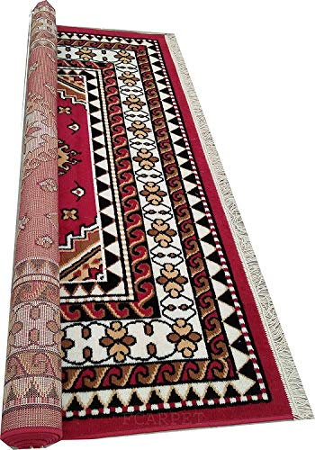 Image of Floral Rectangular Carpet Velvet Touch 120X150 Cm(4X5 Feet) Red G
