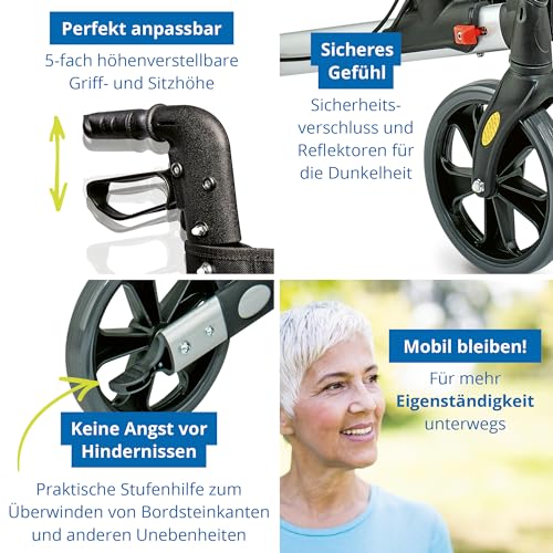 Wohnungsrollator Weinberger klappbarer Aluminium-Rollator mit Tasche