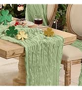 6 Pack Sage Green Easter St.Patrick's Table Runner Cheesecloth120 Inch Boho Rustic Gauze 10 FT Ch...