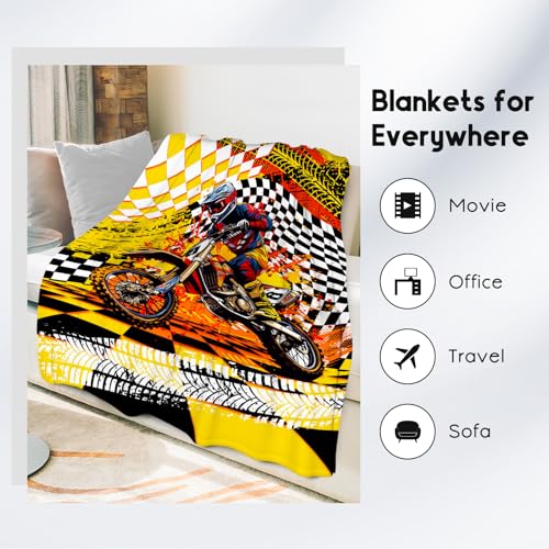 Blanket for Boys, Dirt Bike Blanket for Kids, Toddler Throw Gifts, Cool Plush Throw for Men & Adults, 60"x80"