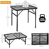 Portable Small Folding Table, Metal Camping Grill Table for BBQ, Picnic & Patio, Lightweight Foldable Outdoor Side Table, 23 x 15