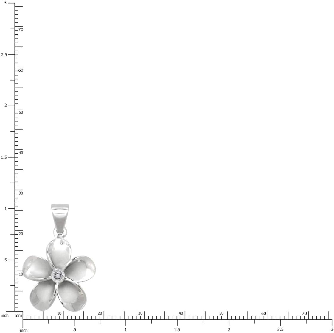 Honolulu Jewelry Company Sterling Silver CZ Plumeria Flower Nature Pendant Necklace with 18" Box Chain - Image 2
