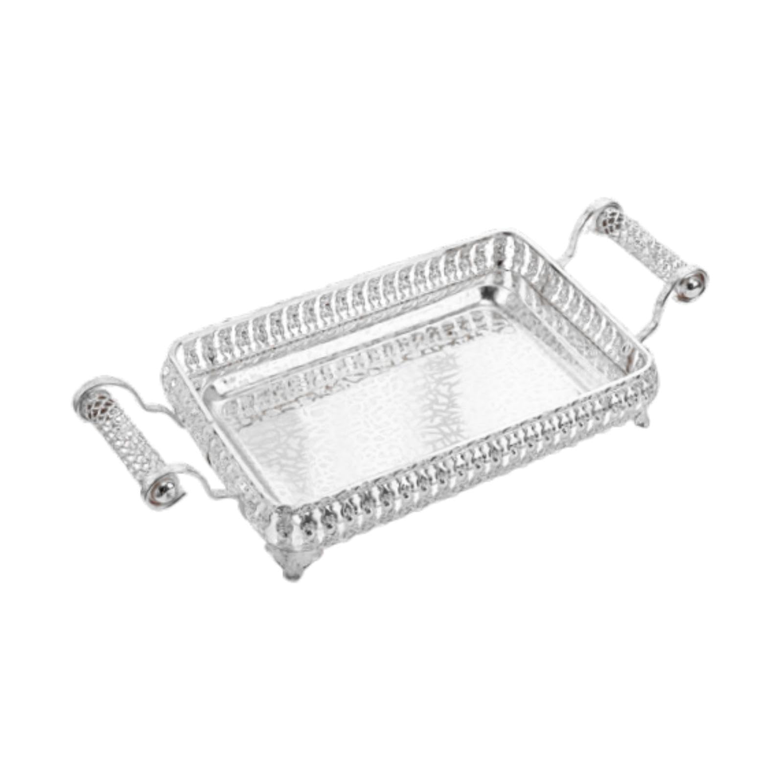 Organisateur de plateau argenté 45x20cm pour ranger vos cosmétiques en désordre