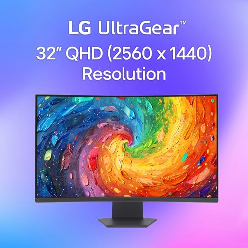 Image of LG 32 Inch UltraGear QHD Curved Gaming Monitor, 180Hz, 1ms, AMD FreeSync, HDR10, 99% sRGB, 1000R Curve, Black Stabilizer, Dual Controller, HDMI & DisplayPort, 3-Side Borderless, Tilt Adjustment, Black