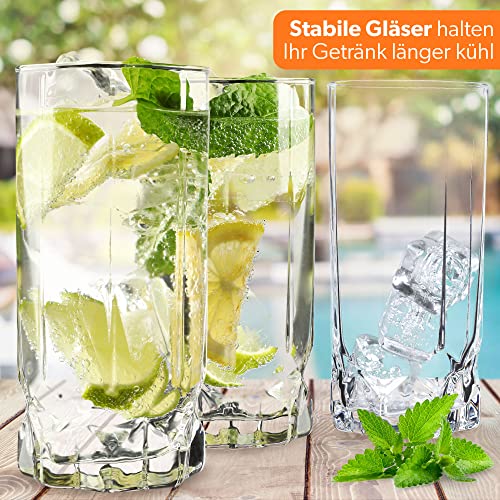 KADAX Bicchieri Trasparenti da Cocktail in Vetro, Bicchieri Highball con Profilo Alto per Long Drink, Mojito e Acqua, Tumbler Moderni (Set di 6, 325 ml) - immagine 5
