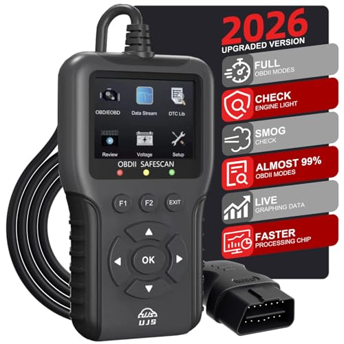 UJS Enhanced Universal OBD2 Scanner, Check Engine Code Reader - 45000+ Fault Codes, Live Data, I/M Readiness, Battery Voltage Check, Read & Clear Error Codes for All OBDII Protocol Car 1996+