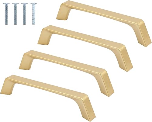 Manijas de gabinete de cocina, tiradores de cajón dorados, paquete de 8 herrajes de aluminio no oxidables para armarios y otros muebles (centro del