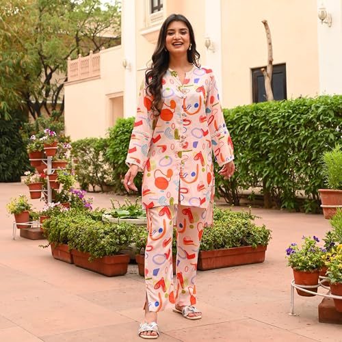 Image of Sidhidata Rayon Women Kurta Set | Co-Ords | Coordinate | Summer Suit | Printed Short Kurti With Pant