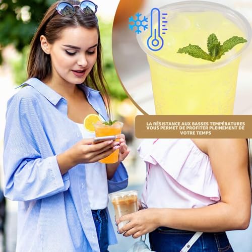 Gobelets réutilisables transparents de 500 ml avec couvercles rigides - 6