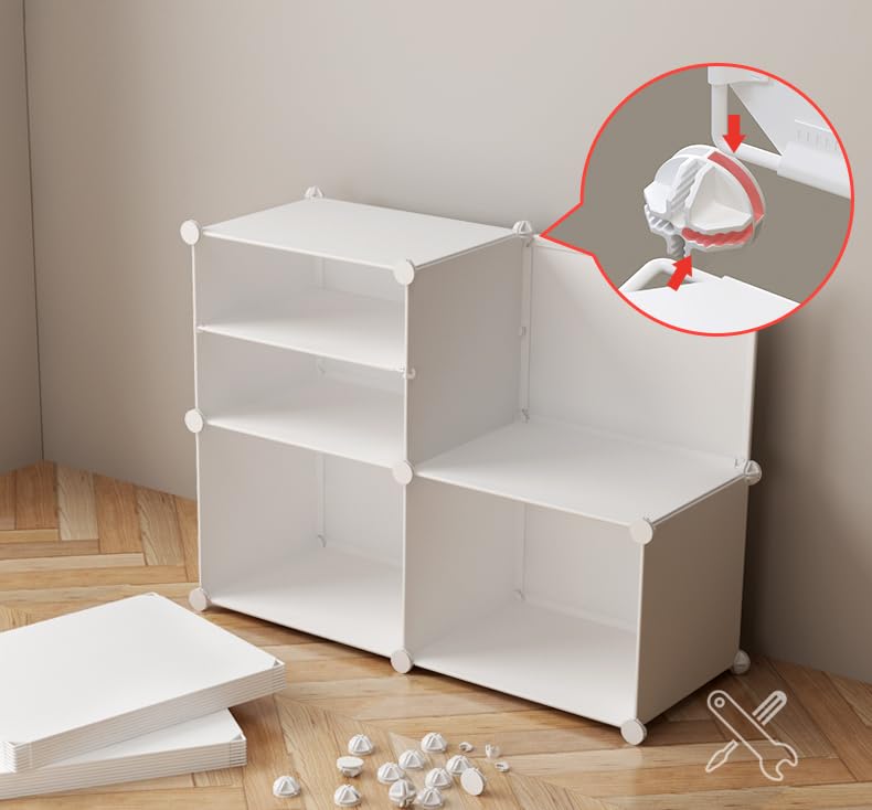 Image of Kuber Industries Shoes Cabinet | 10-Tier Foldable Shoe Rack Organizer for Closet | Plastic Shoe Shelf Collapsible Shoes Storage Box | Easy Assembly Shoe Cabinet with Lids | JL1C10TWH | White