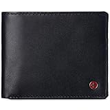 Alpine Swiss Mens Spencer RFID Bifold Wallet 2 ID Windows Divided Bill Section Smooth Leather Comes in a Gift Box Black