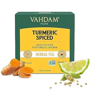 Turmeric Spice Herbal Tea Bags (15 Count) Caffeine Free, Non-GMO, Gluten-Free | 100% Pure Herbal Tisane - Savory & Spicy | Individually Wrapped Pyramid Tea Bags | Direct from Source