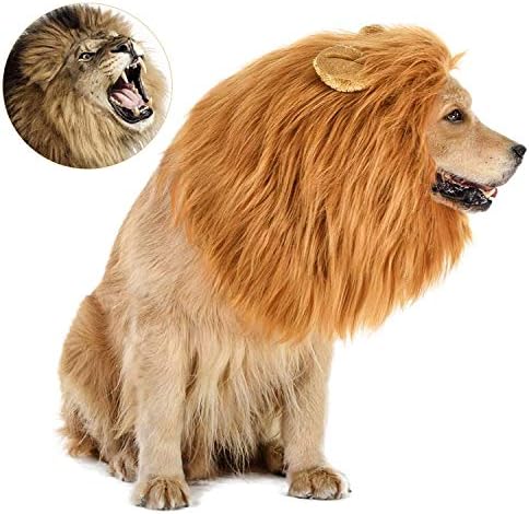 Dog Costume, Halloween Dog Costumes Lion Mane for Medium Large Dogs, Realistic Lion Wig Costumes for Dogs, Funny Dog Costumes Wig, Halloween Christmas Costumes for Dogs for Photoshoots Entertainment
