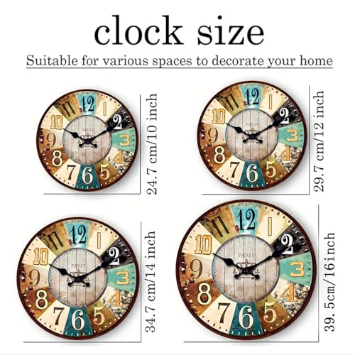 Horloge murale rétro en bois méditerranéen salon 35cm - 4