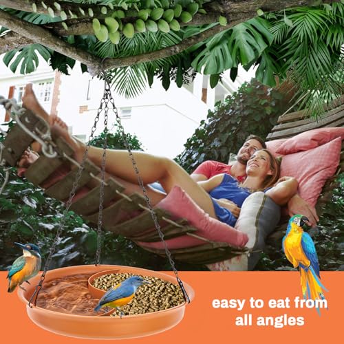 Image of CARGEN Hanging Bird Bath for Outdoors - 2 in 1 Water and Seed Feeder Tray
