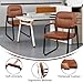 CLATINA Waiting Reception Chairs No Wheel, Leather Guest Chair with Padded Arms, Modern Brown Office Desk Chairs with Sled Base for Office Meeting Conference Room Lobby Home Living Room (4 Pack)