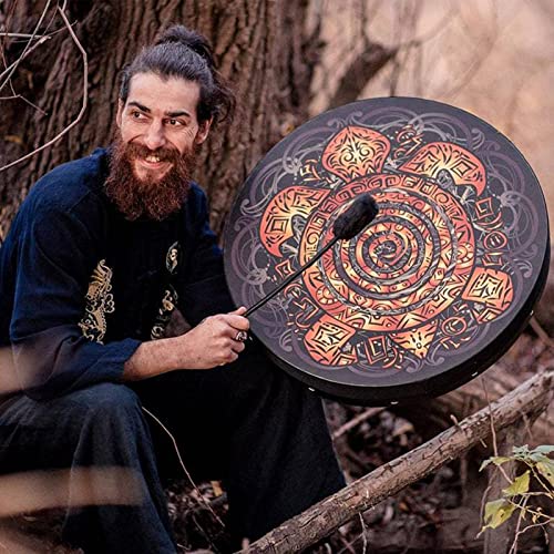Takefuns Shaman Drum, Tree Of Life Decoration Design, Handmade Shamanic Drum With Drum Sticks For Music Lovers #TOP6
