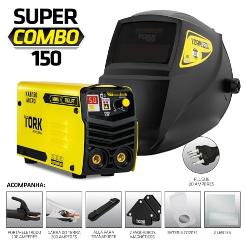 Super Combo Solda Inversora 150A MMA TIG + Kit completo Tork